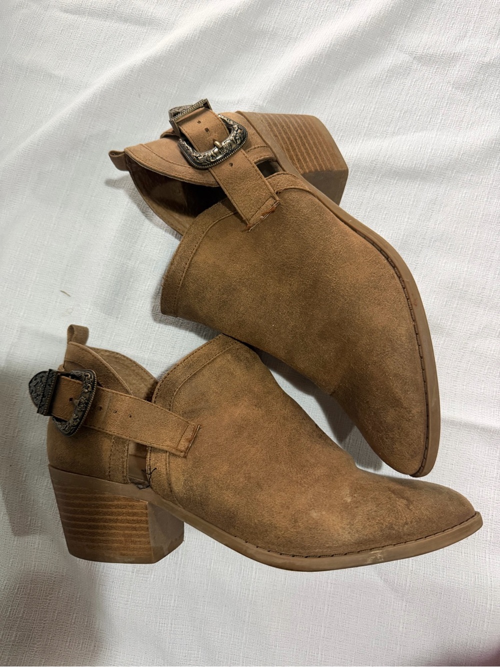 Suede Slip-On Ankle Booties in Chestnut Brown - Picture 6 of 8